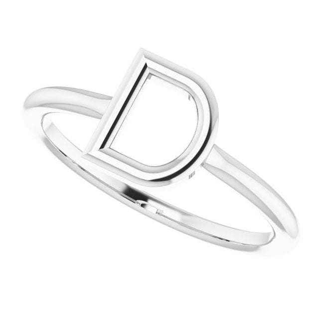 Sterling Silver Initial D Ring 5