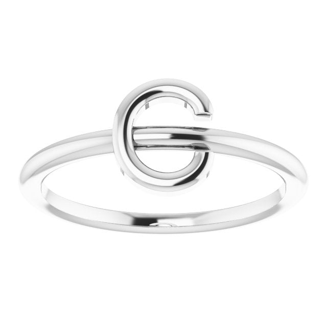 Sterling Silver Initial C Ring 3