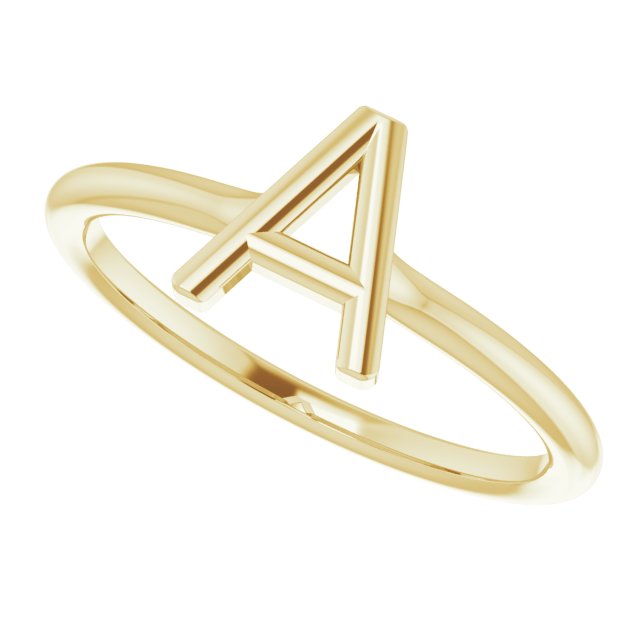 14K Yellow Initial A Ring 5