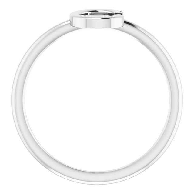 14K White Initial C Ring 2
