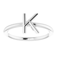 14K White Initial K Ring 3