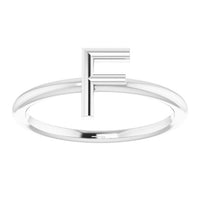 Sterling Silver Initial F Ring 3