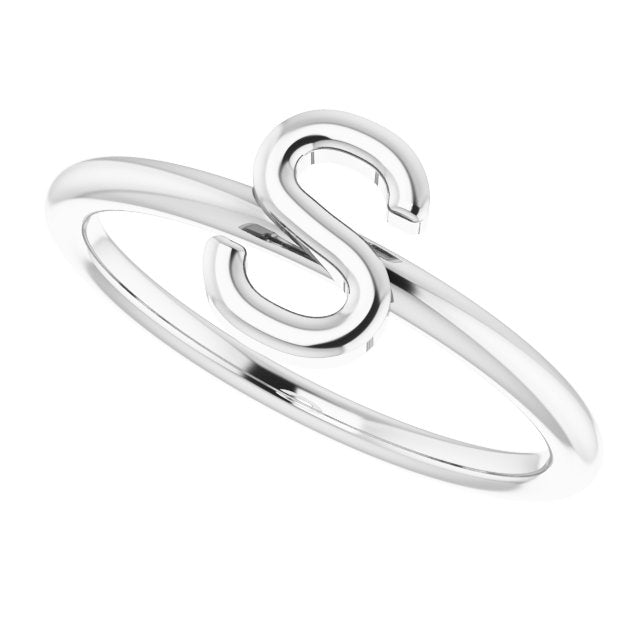 Sterling Silver Initial S Ring 5