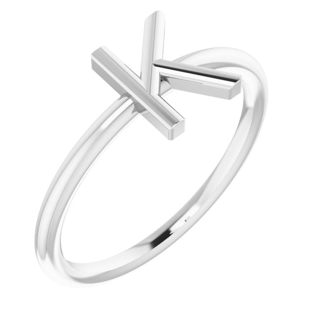 14K White Initial K Ring 1