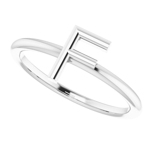 Sterling Silver Initial F Ring 5