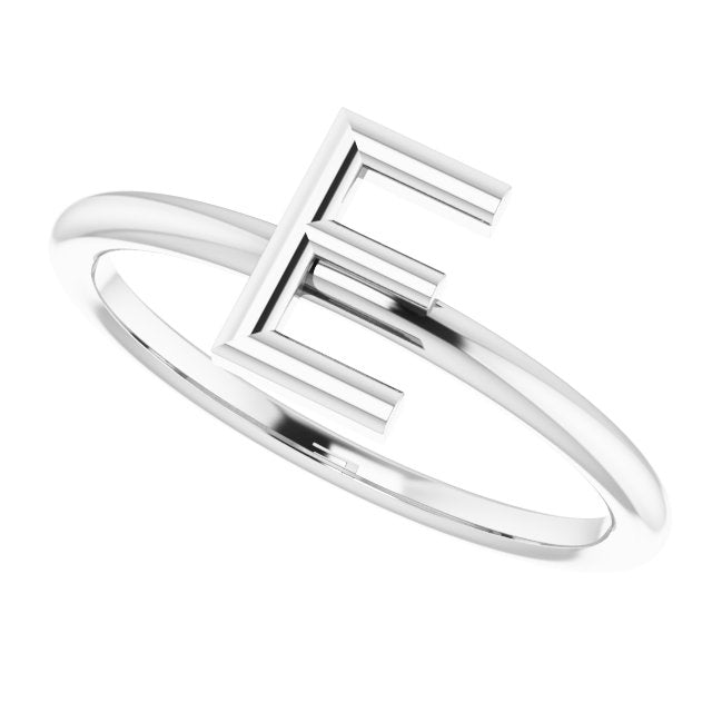 Sterling Silver Initial E Ring 5