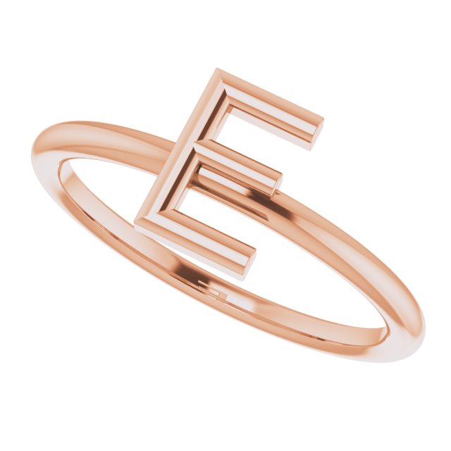 14K Rose Initial E Ring 5