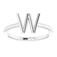 Sterling Silver Initial W Ring 3