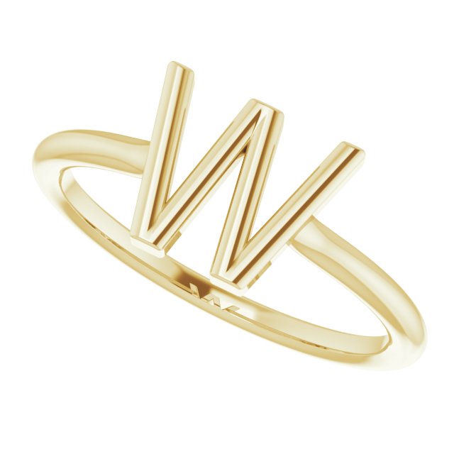 14K Yellow Initial W Ring 5