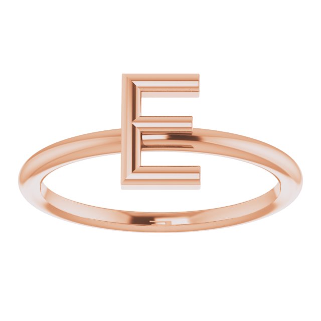 14K Rose Initial E Ring 3