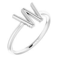 Sterling Silver Initial W Ring 1