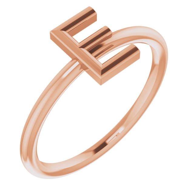 14K Rose Initial E Ring 1