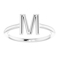 Sterling Silver Initial M Ring 3