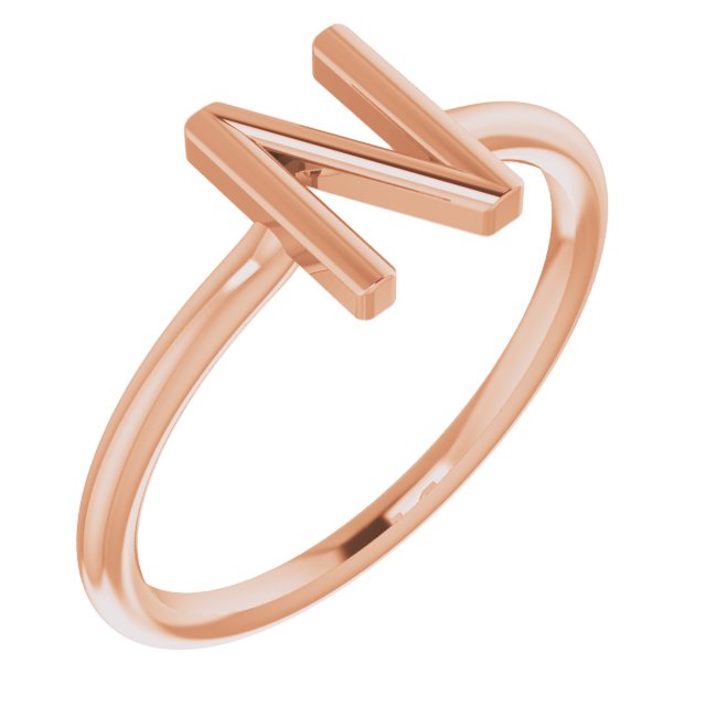 14K Rose Initial N Ring 1