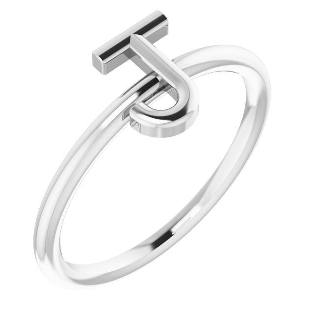 Sterling Silver Initial J Ring 1