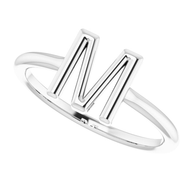 Sterling Silver Initial M Ring 5