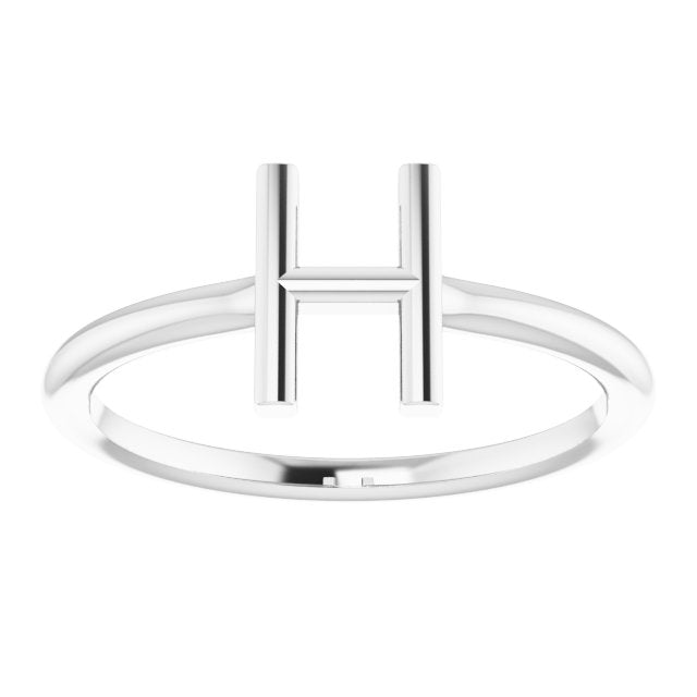 Sterling Silver Initial H Ring 3