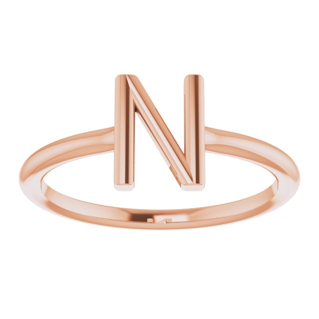 14K Rose Initial N Ring 3