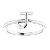 Sterling Silver Initial J Ring 3