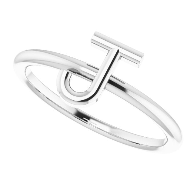 Sterling Silver Initial J Ring 5