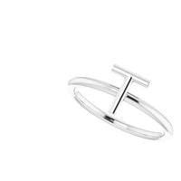 14K White Initial T Ring 5