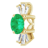 14K Yellow Lab-Created Emerald & 1/6 CTW Diamond Pendant