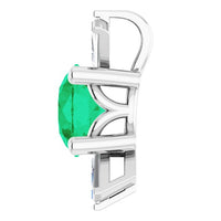 14K White Lab-Created Emerald & 1/6 CTW Diamond Pendant