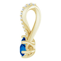 14K Yellow Lab-Created Blue Sapphire & .05 CTW Diamond Pendant