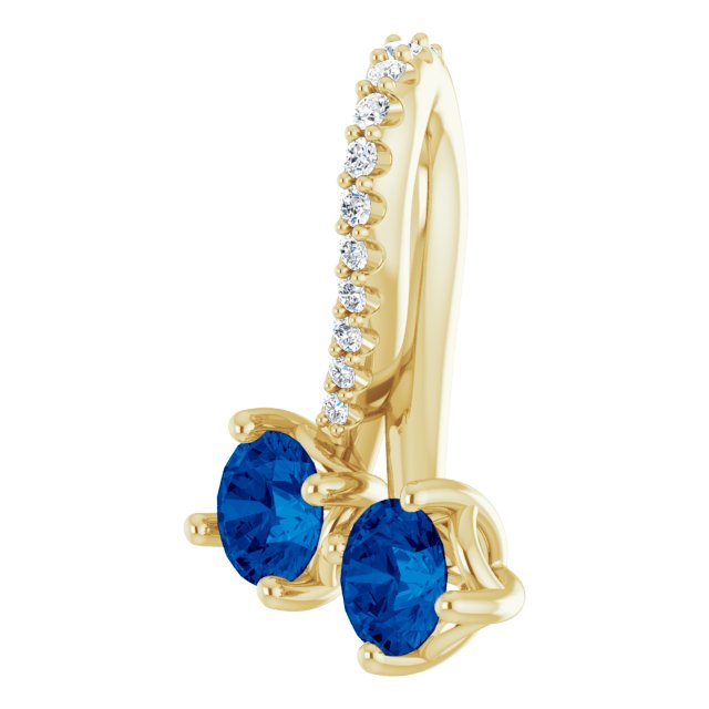 14K Yellow Lab-Created Blue Sapphire & .05 CTW Diamond Pendant