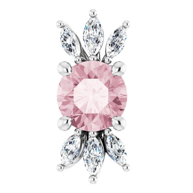 14K White Pink Morganite & 1/4 CTW Diamond Pendant 1