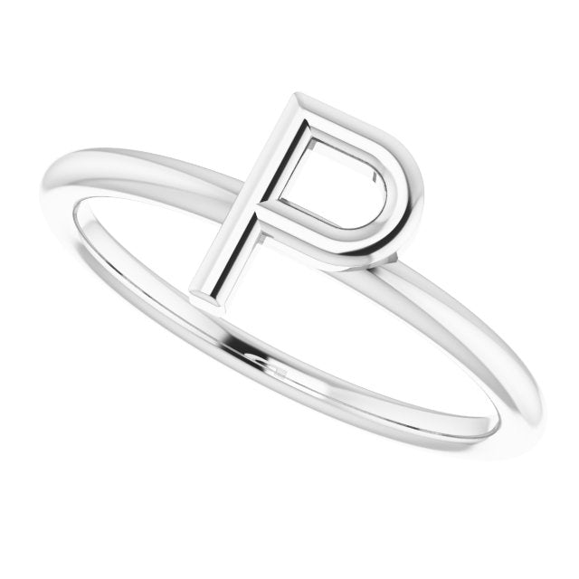 Sterling Silver Initial P Ring 5