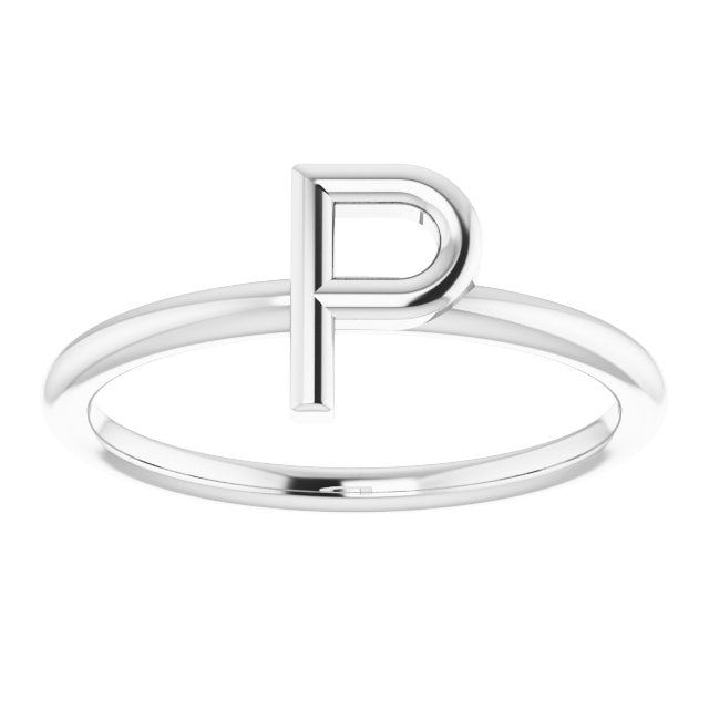 Sterling Silver Initial P Ring 3
