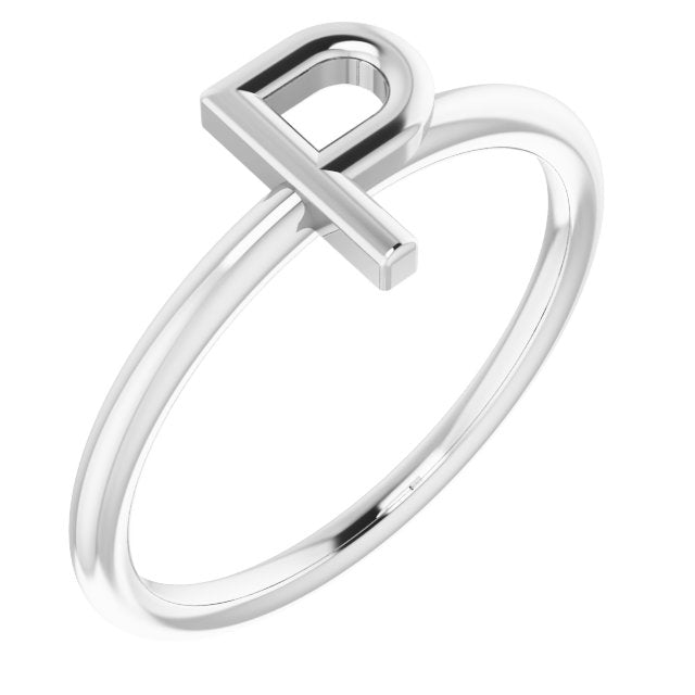 Sterling Silver Initial P Ring 1