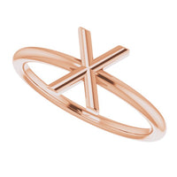 14K Rose Initial X Ring 5