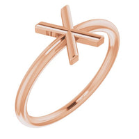 14K Rose Initial X Ring 1