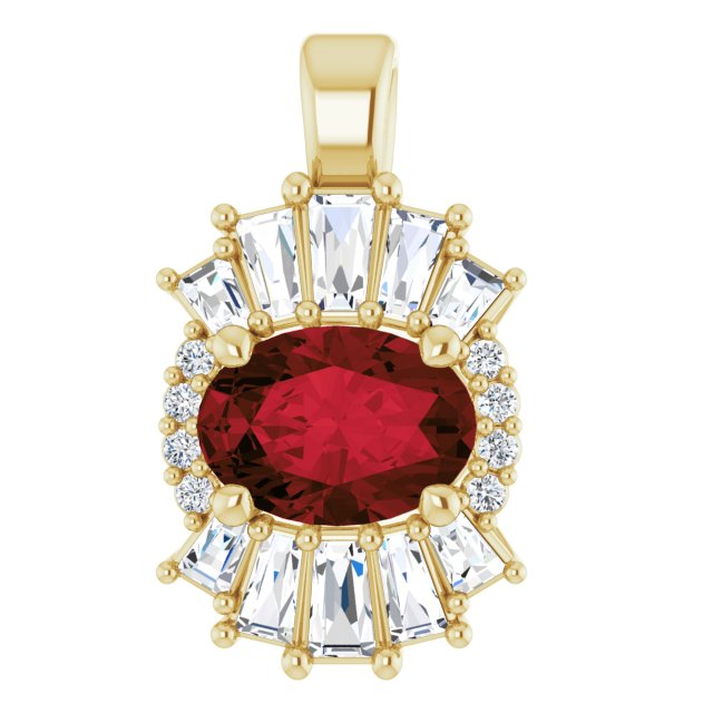 14K Yellow Mozambique Garnet & 1/3 CTW Diamond Pendant 1