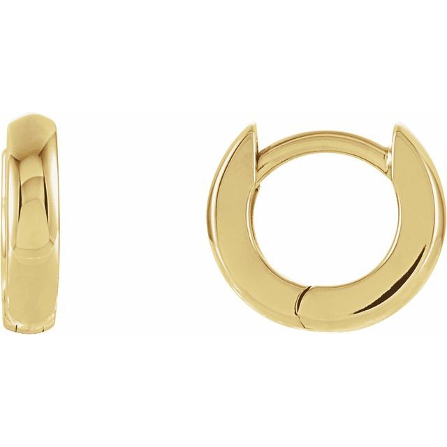 14K Yellow Gold 9.5 mm Hinged Huggie Hoop Earrings
