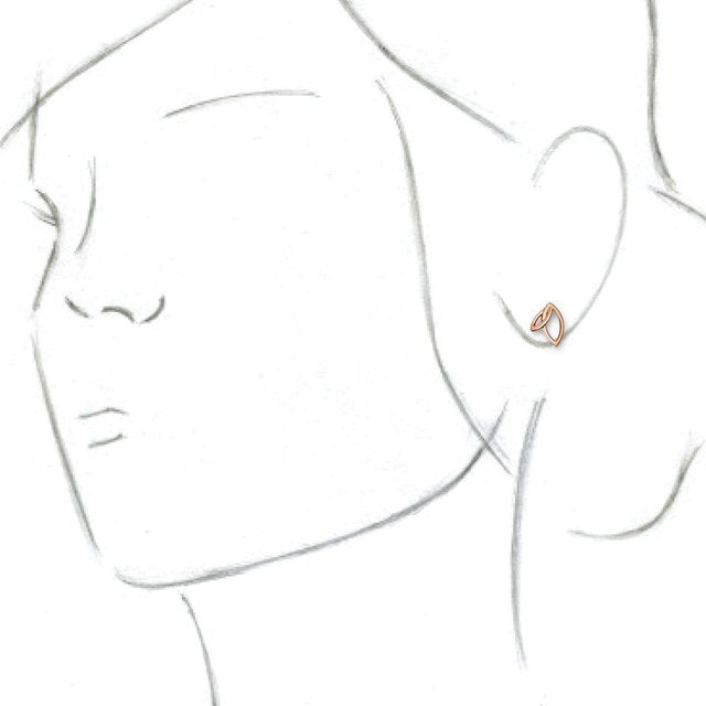 14K Rose Double Leaf Earrings 3
