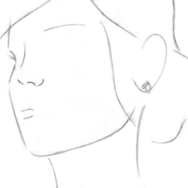 14K White Double Leaf Earrings 3