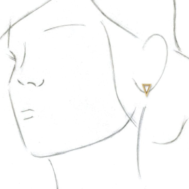 14K Yellow Beaded Triangle Earrings 3