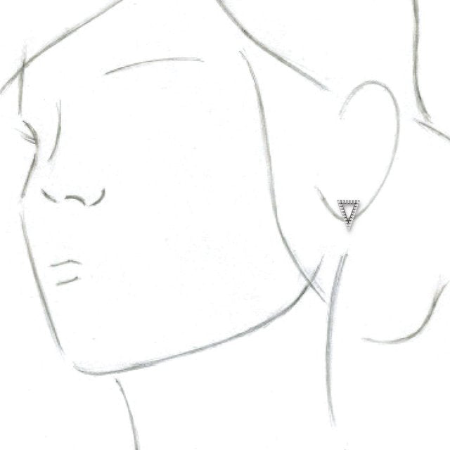 Sterling Silver Beaded Triangle Earrings 3