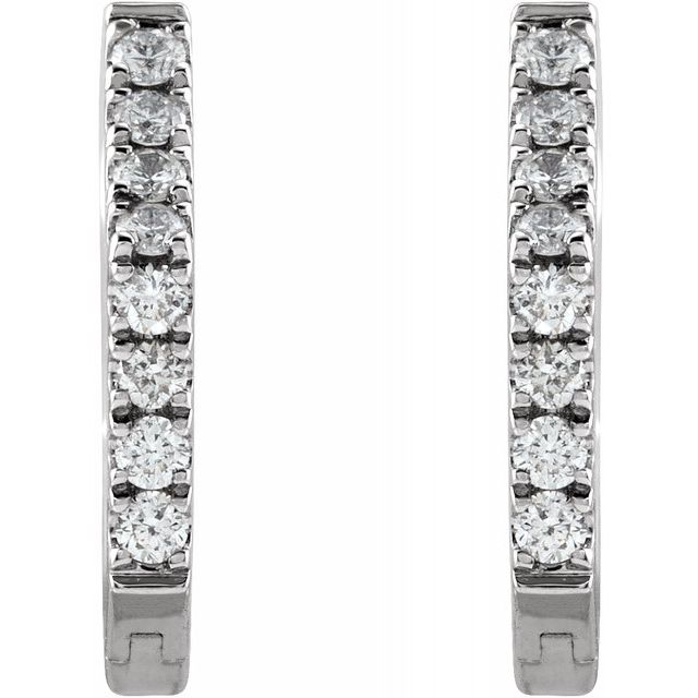 14K White 1/8 CTW Diamond Geometric Hinged Hoop Earrings 2