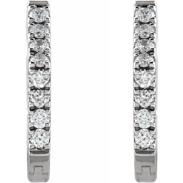 14K White 1/8 CTW Diamond Geometric Hinged Hoop Earrings 2