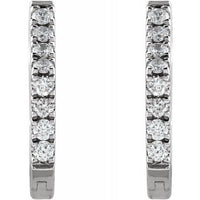 14K White 1/8 CTW Diamond Geometric Hinged Hoop Earrings 2