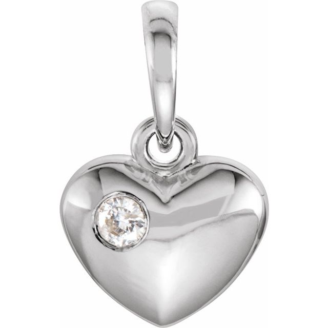 Sterling Silver .03 CT Diamond 13.55x8.35 mm Heart Pendant 1