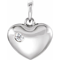 14K White .05 CT Diamond 16.75x12.15 mm Heart Pendant 1