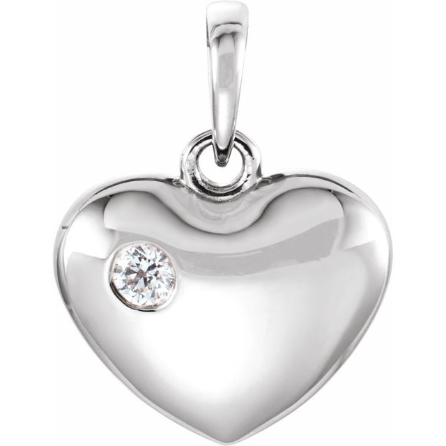 Sterling Silver .05 CT Diamond 16.75x12.15 mm Heart Pendant 1