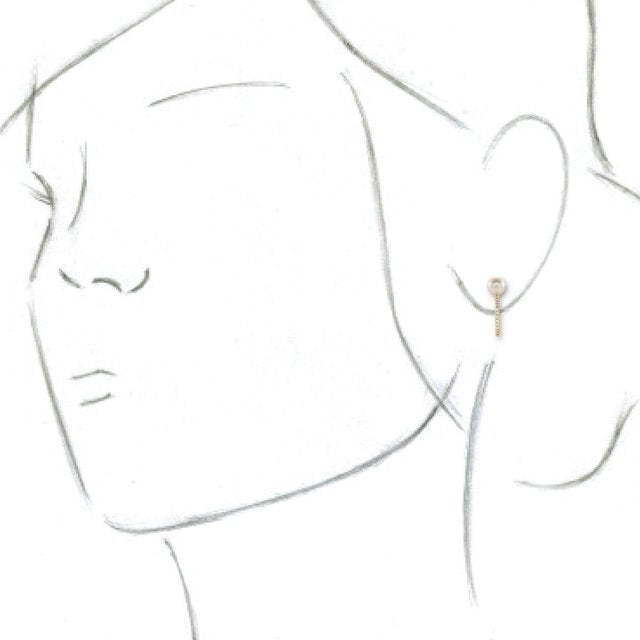 14K Yellow Freshwater Cultured Pearl & 1/6 CTW Diamond Hoop Earrings 3