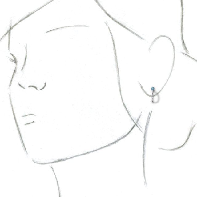 14K White Aquamarine & 1/6 CTW Diamond Hoop Earrings 3