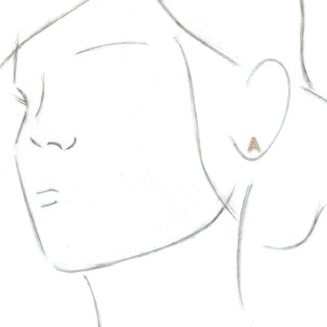 14K Yellow .06 CTW Diamond Single Initial A Earring 2